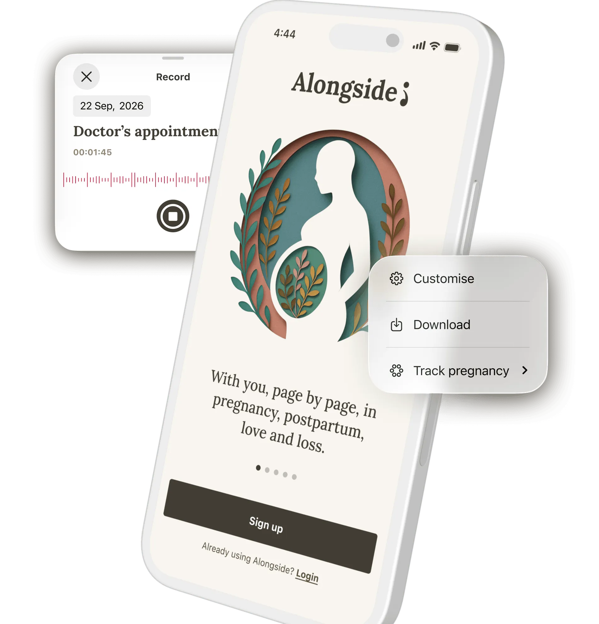 Alongside app screens