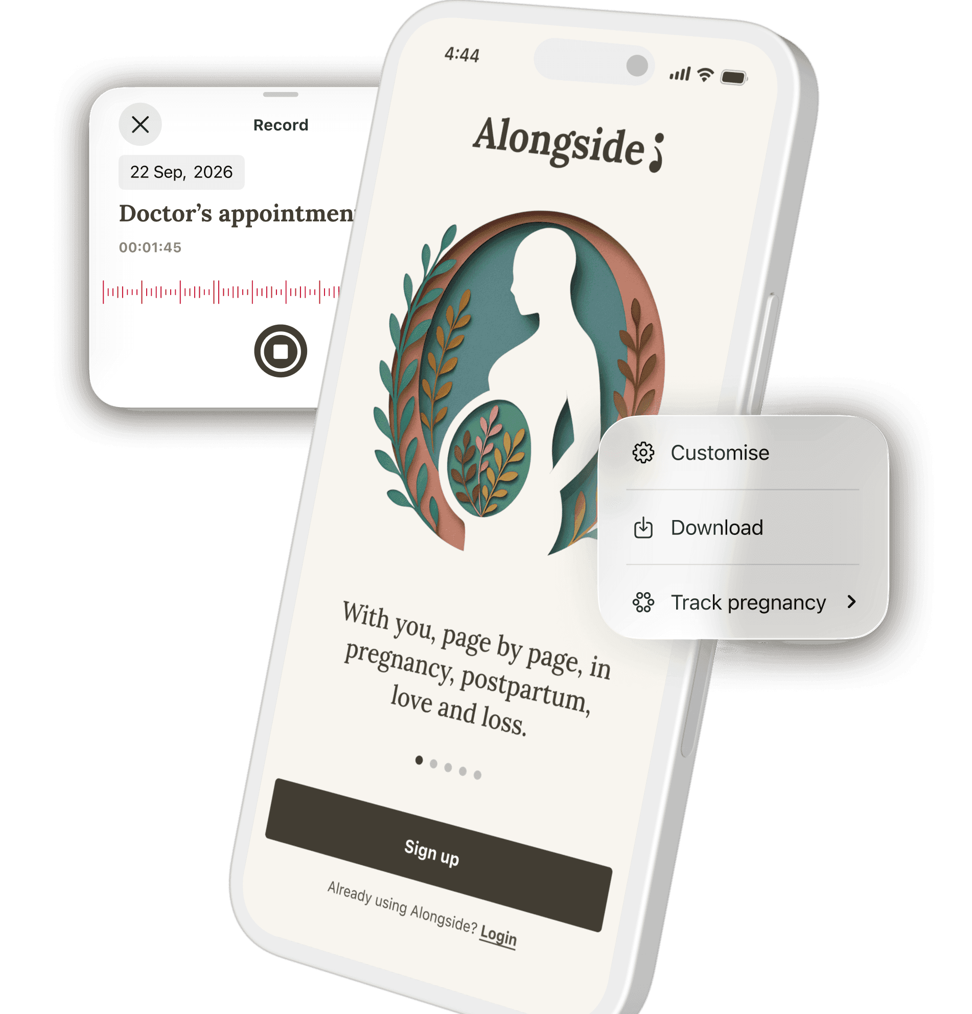 Alongside app screens